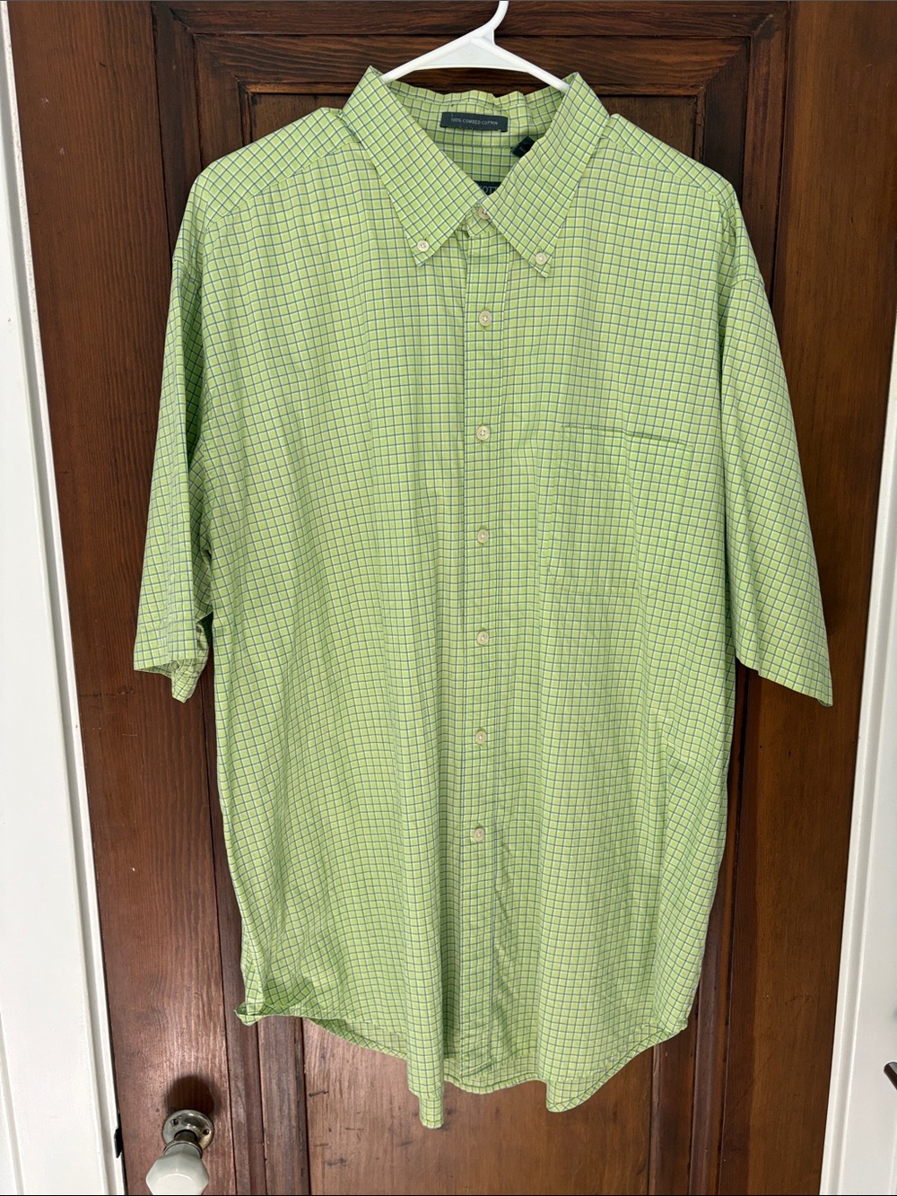 Lyle & Scott Light Green Checked Short-Sleeve Button-Down Shirt